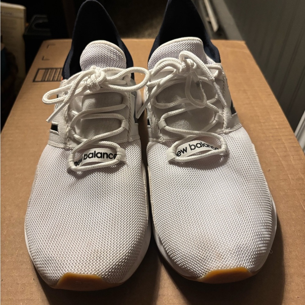 New Balance White and Navy Blue Sneakers - Picture 6 of 6